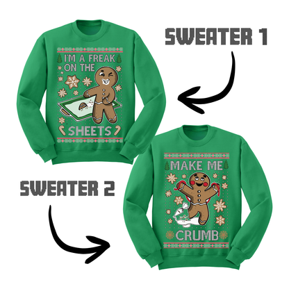 Couples Ugly Christmas Sweater Freak Sheets Make Crumb Sweatshirts