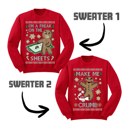 Couples Ugly Christmas Sweater Freak Sheets Make Crumb Sweatshirts