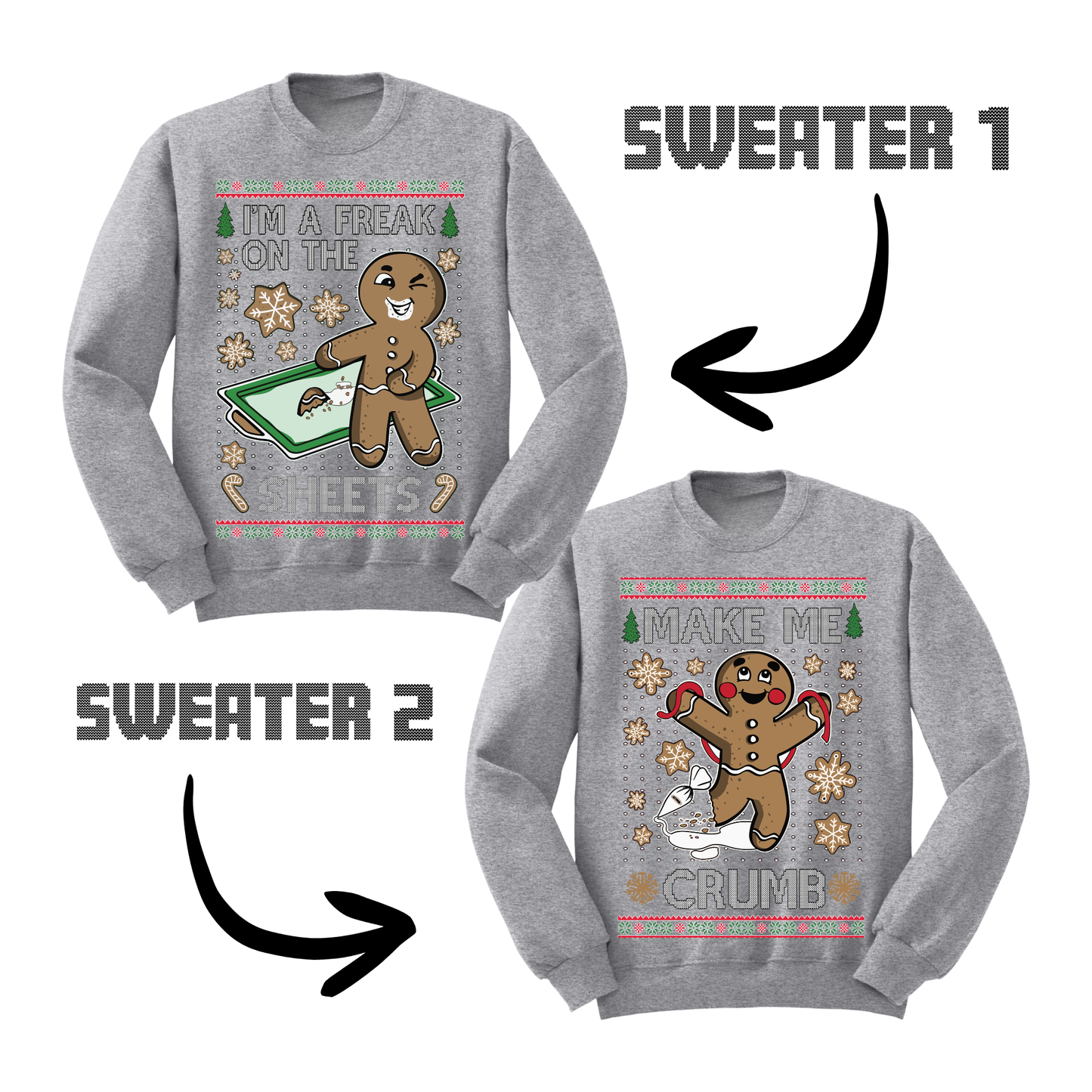 Couples Ugly Christmas Sweater Freak Sheets Make Crumb Sweatshirts