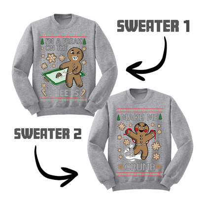 Couples Ugly Christmas Sweater Freak Sheets Make Crumb Sweatshirts