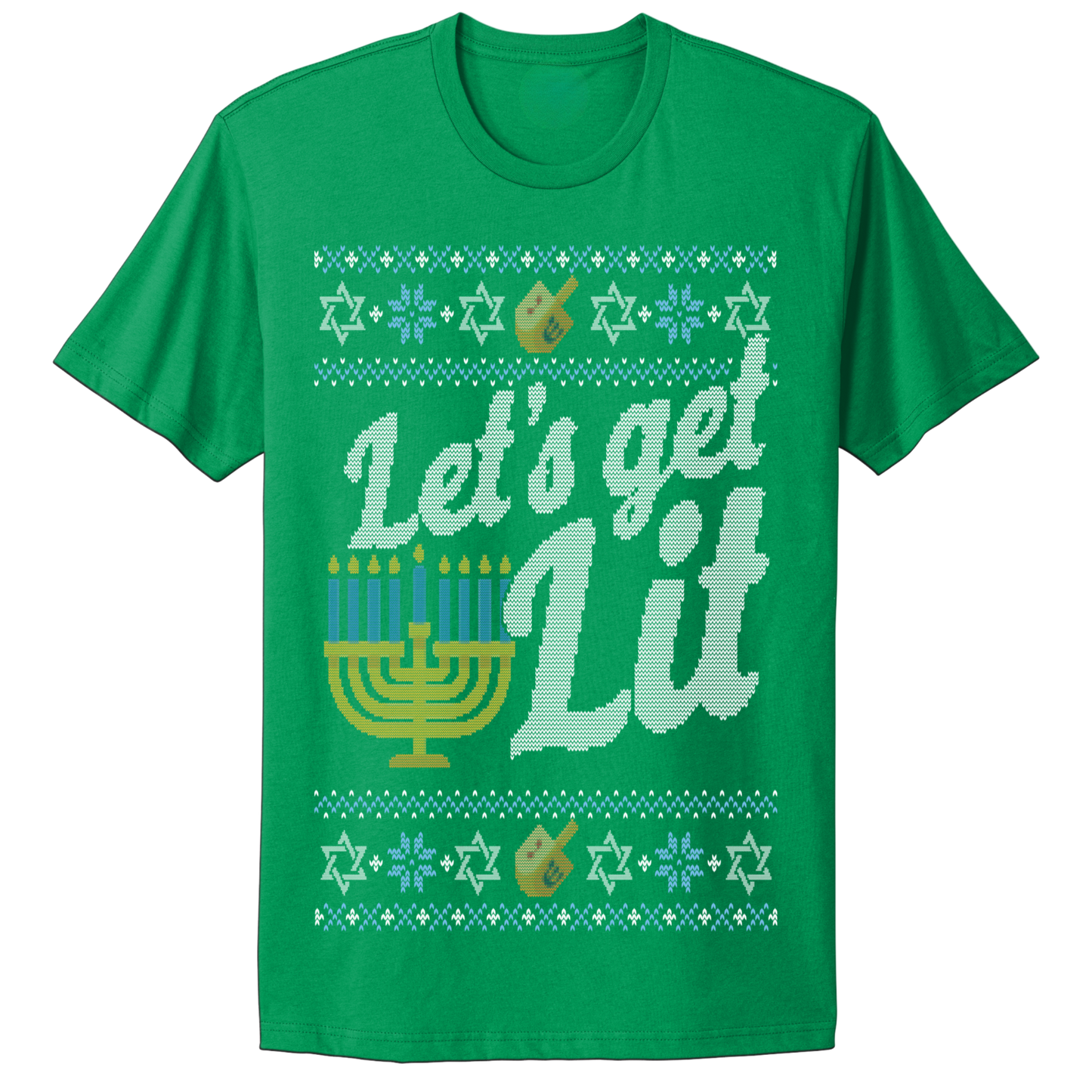 Ugly Hanukkah Tshirt Let's Get Lit