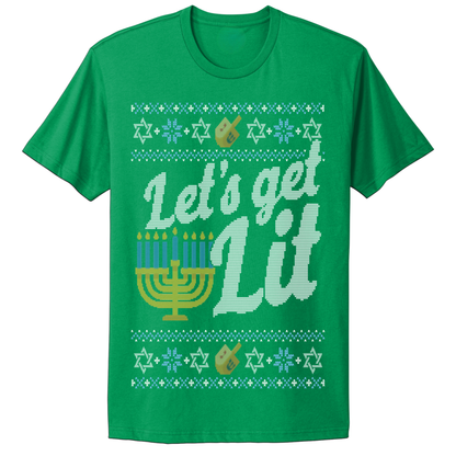 Ugly Hanukkah Tshirt Let's Get Lit