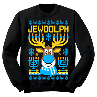 Ugly Hanukkah Sweatshirt Jewdolph The Jewish Reindeer