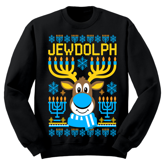 Ugly Hanukkah Sweatshirt Jewdolph The Jewish Reindeer