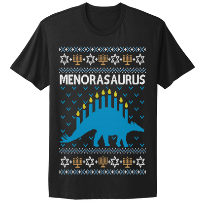 Ugly Hanukkah Tshirt Menorasaurus