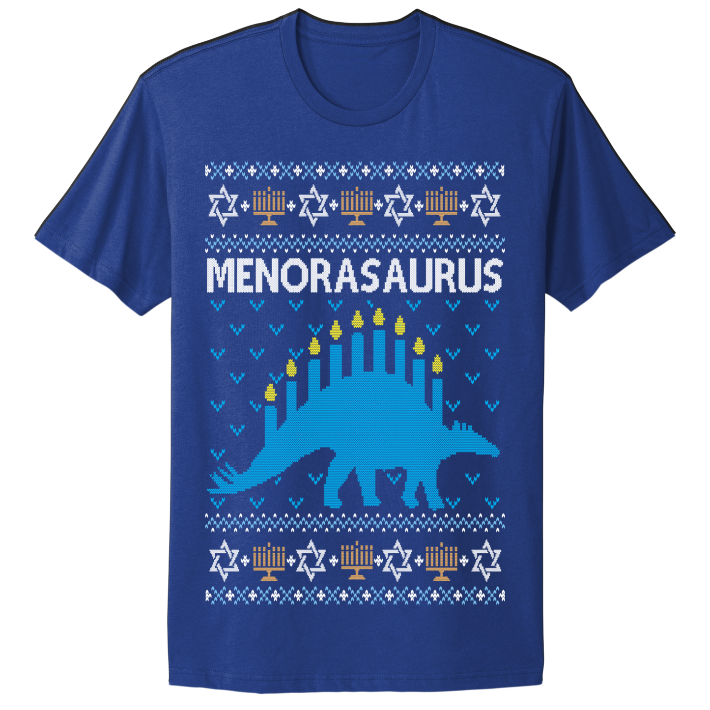 Ugly Hanukkah Tshirt Menorasaurus