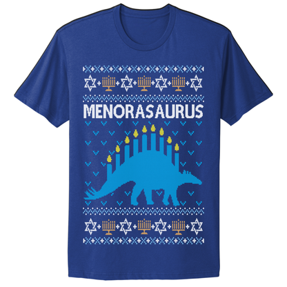 Ugly Hanukkah Tshirt Menorasaurus