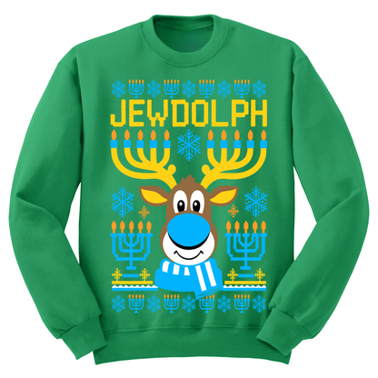 Ugly Hanukkah Sweatshirt Jewdolph The Jewish Reindeer