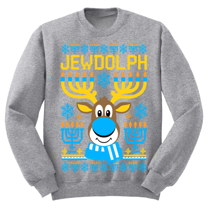 Ugly Hanukkah Sweatshirt Jewdolph The Jewish Reindeer