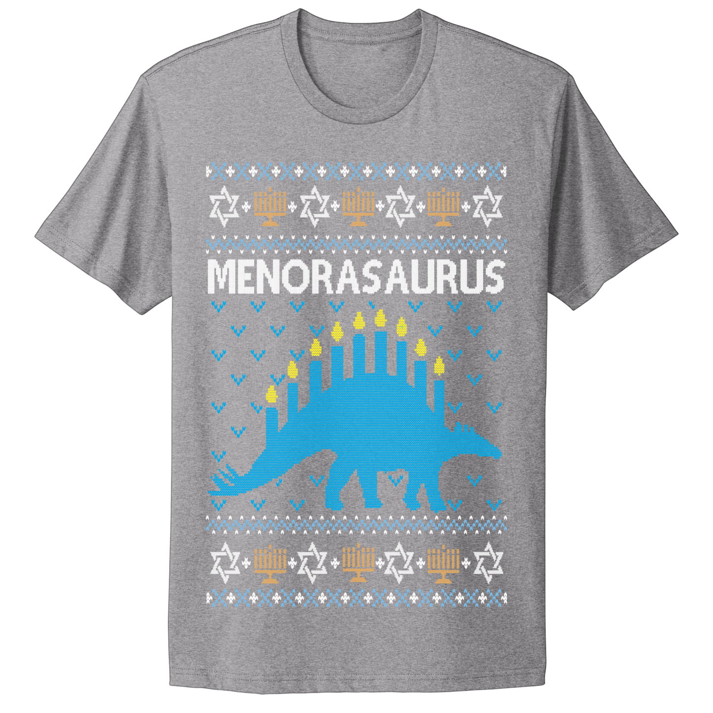 Ugly Hanukkah Tshirt Menorasaurus