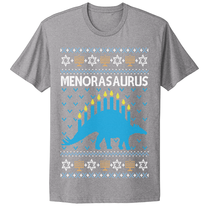 Ugly Hanukkah Tshirt Menorasaurus