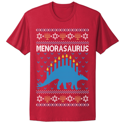 Ugly Hanukkah Tshirt Menorasaurus