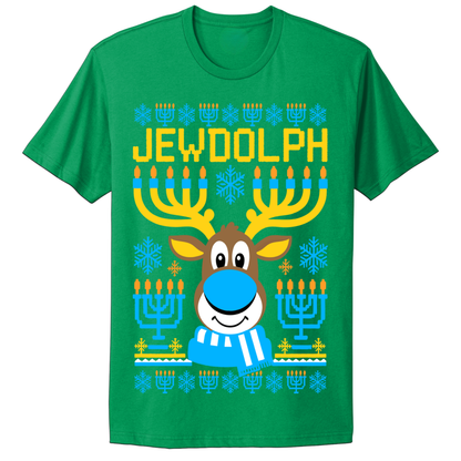 Ugly Hanukkah Tshirt Jewdolph The Jewish Reindeer