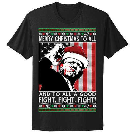 Ugly Christmas Tshirt Trump Maga Fight Fight