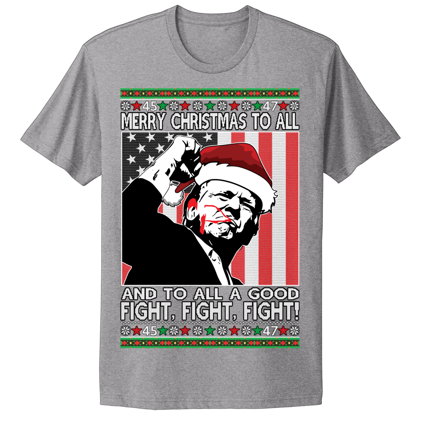Ugly Christmas Tshirt Trump Maga Fight Fight