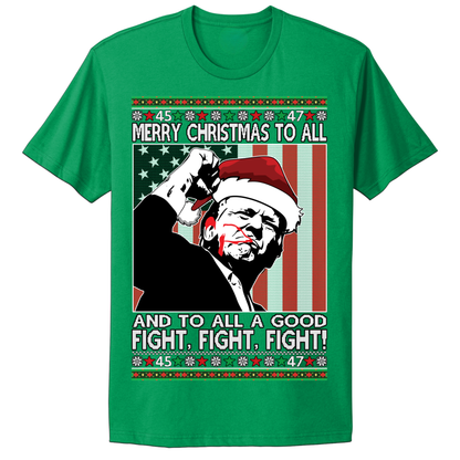 Ugly Christmas Tshirt Trump Maga Fight Fight