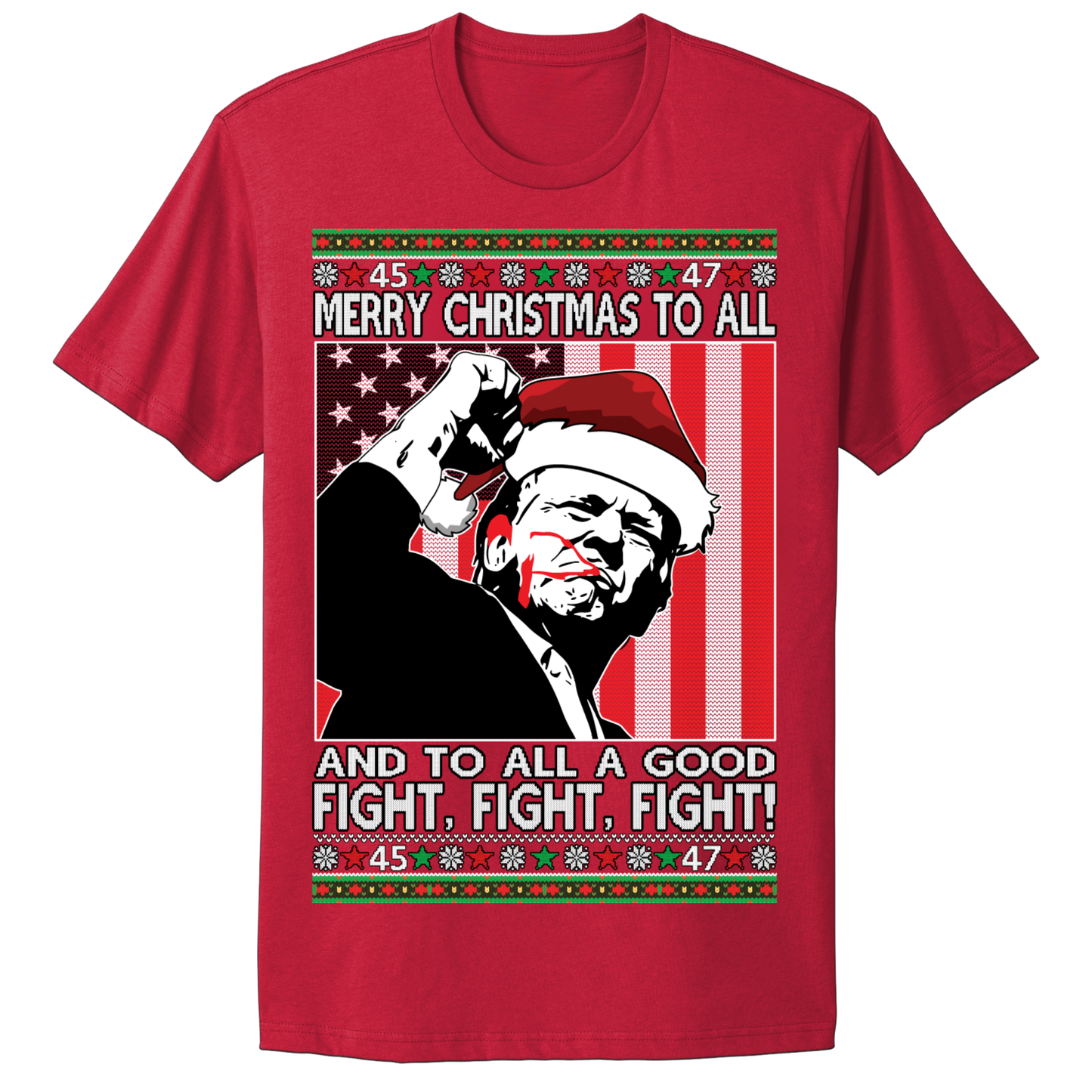 Ugly Christmas Tshirt Trump Maga Fight Fight