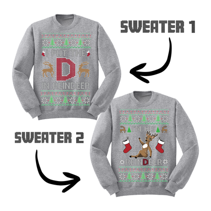 Couples Ugly Christmas Sweater I Put The D In Reindeer