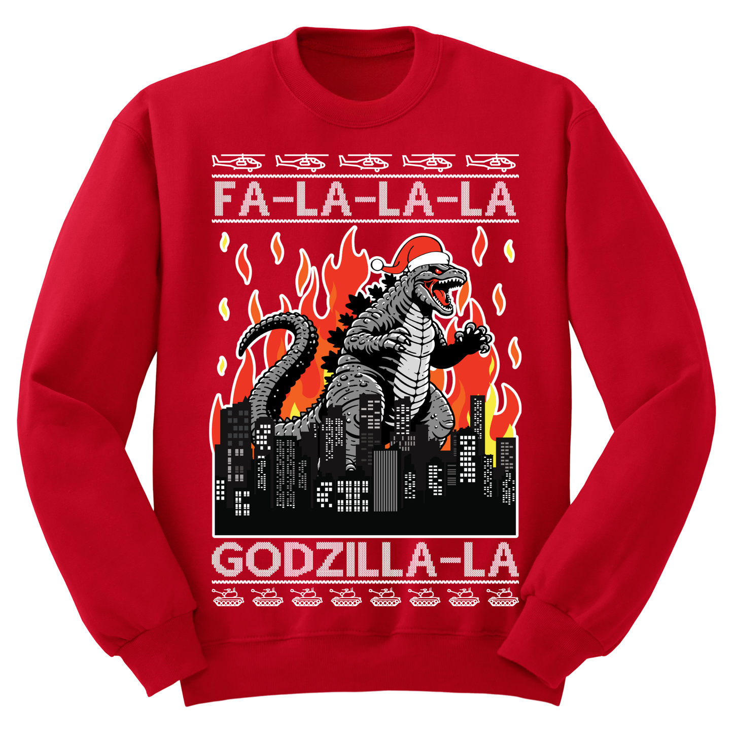 Ugly Christmas Sweater Fa La La Godzilla