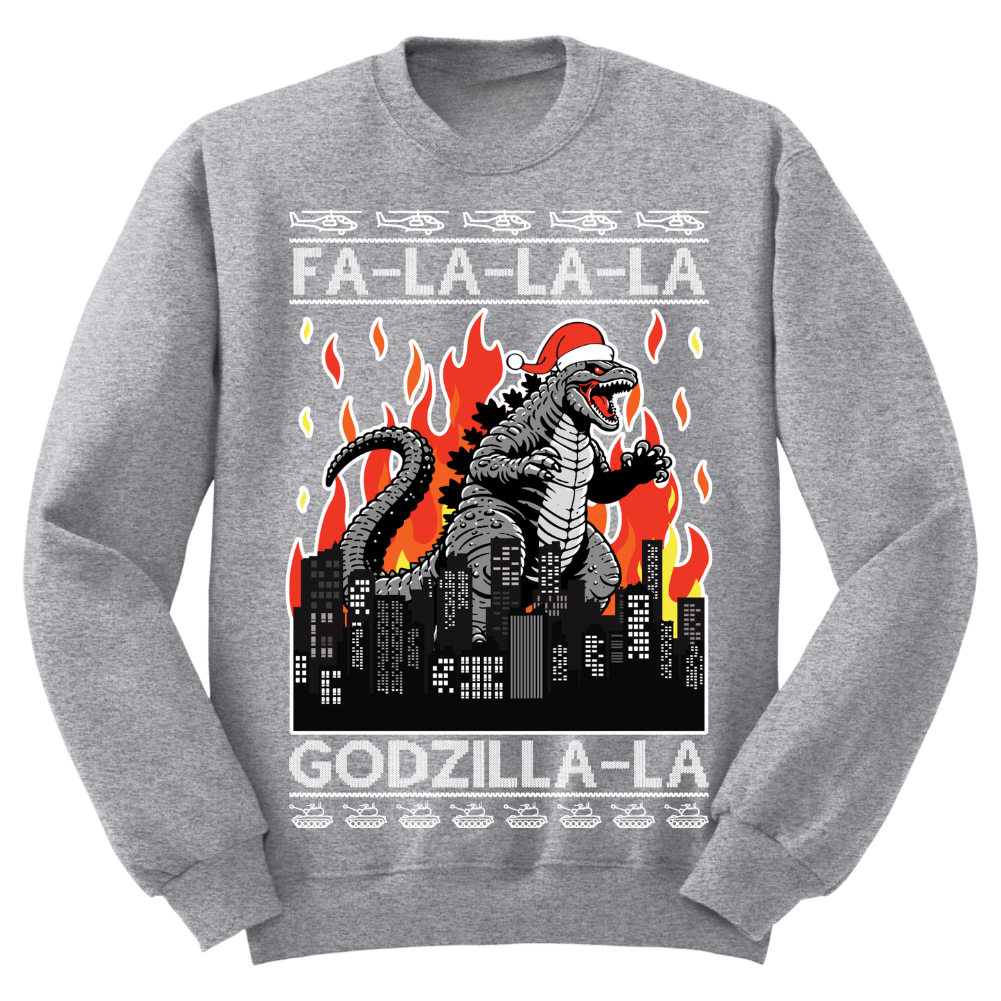 Ugly Christmas Sweater Fa La La Godzilla