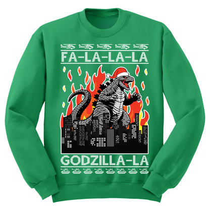 Ugly Christmas Sweater Fa La La Godzilla