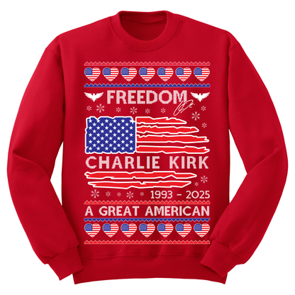 Ugly Christmas Sweater Freedom Charlie Kirk