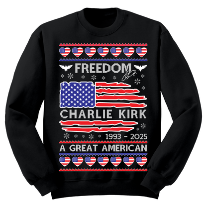 Ugly Christmas Sweater Freedom Charlie Kirk