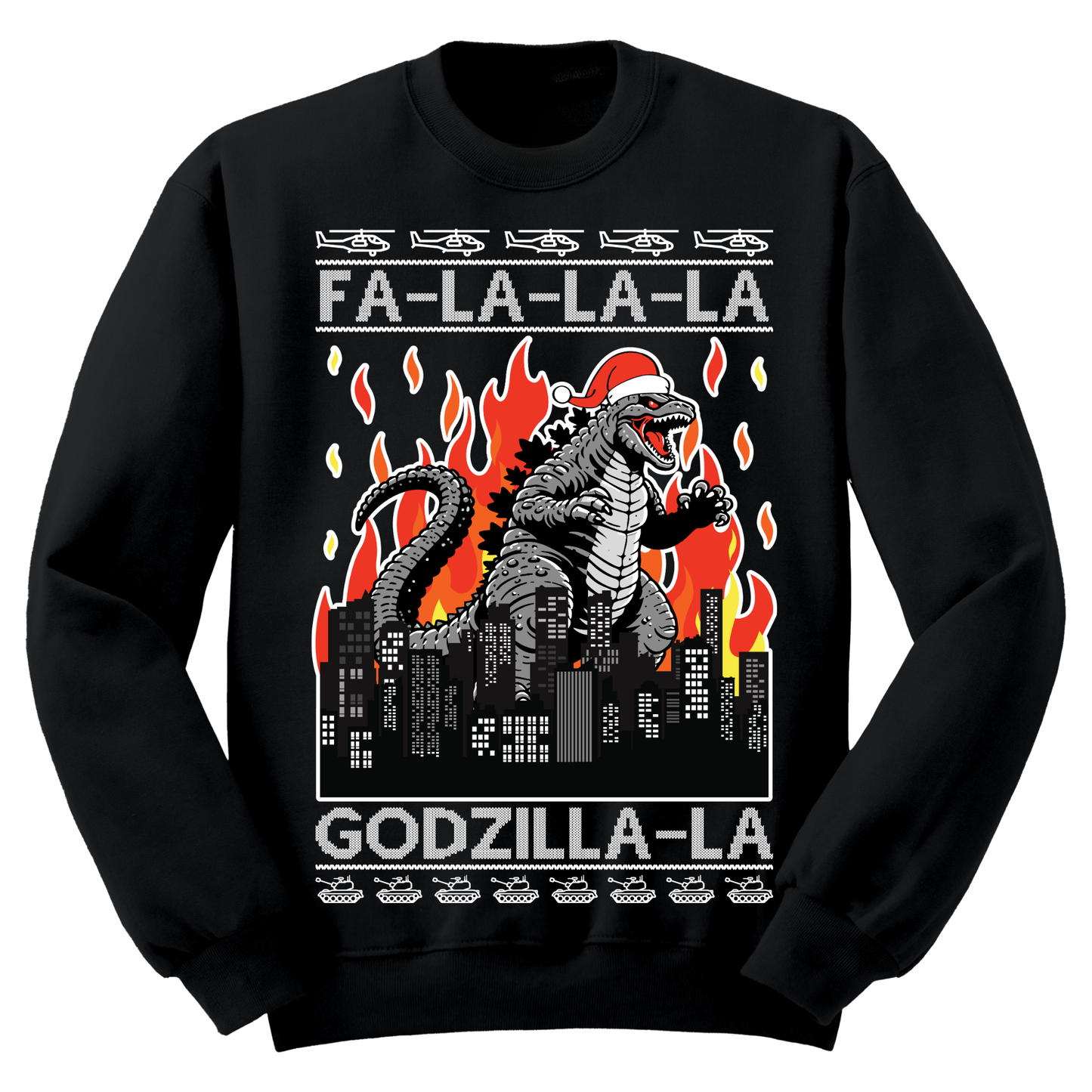 Ugly Christmas Sweater Fa La La Godzilla