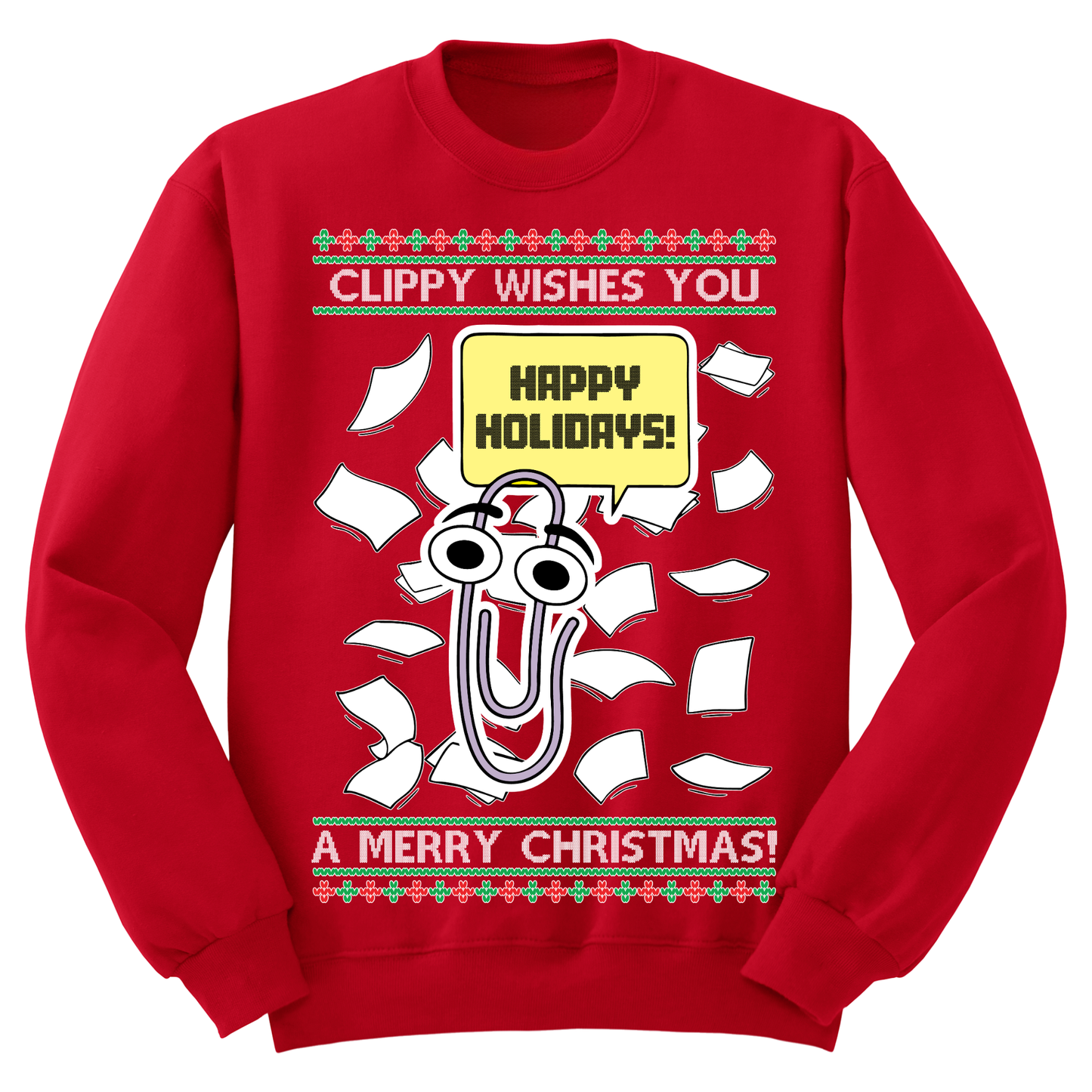 Ugly Christmas Sweater Clippy Merry Christmas