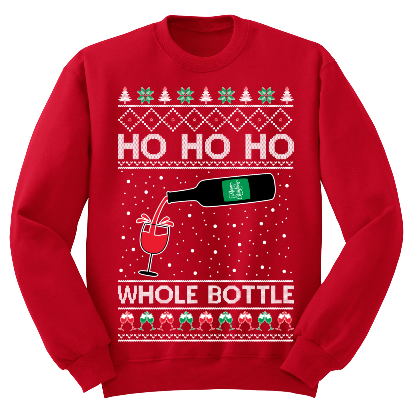 Ugly Christmas Sweater Ho Ho Whole Bottle Wine