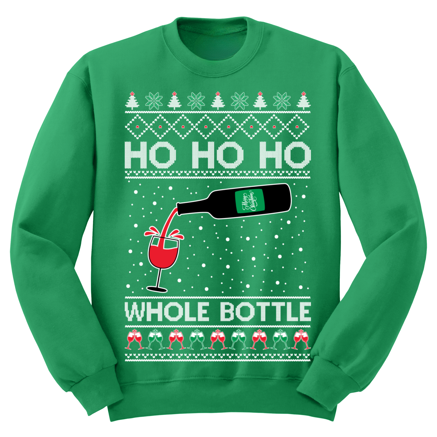 Ugly Christmas Sweater Ho Ho Whole Bottle Wine