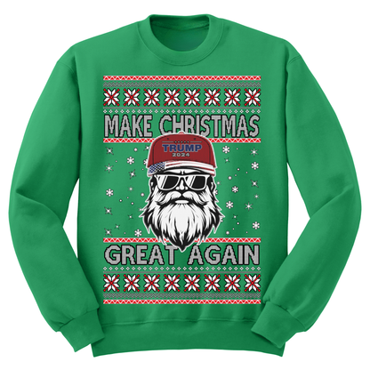 Ugly Christmas Sweater Santa MAGA Make Christmas Great Again Trump