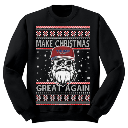 Ugly Christmas Sweater Santa MAGA Make Christmas Great Again Trump