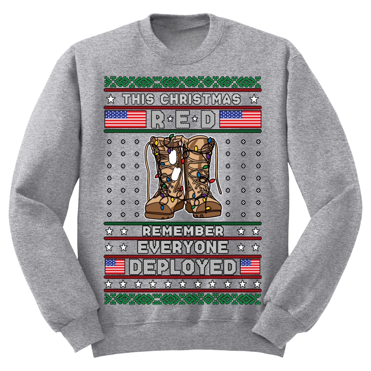 Ugly Christmas Sweater Army Air Force Navy Marine Remember Everyone Deployed