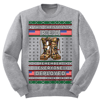 Ugly Christmas Sweater Army Air Force Navy Marine Remember Everyone Deployed