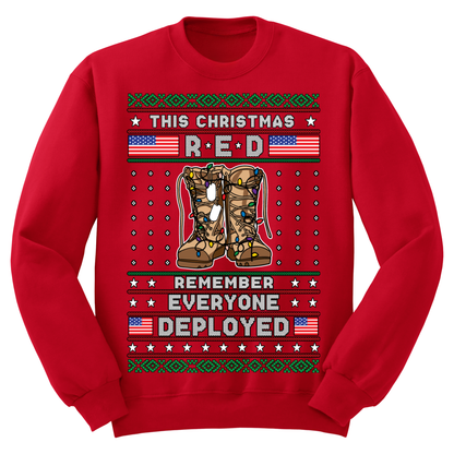 Ugly Christmas Sweater Army Air Force Navy Marine Remember Everyone Deployed