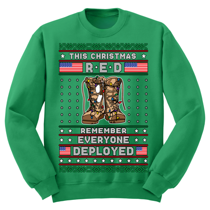 Ugly Christmas Sweater Army Air Force Navy Marine Remember Everyone Deployed