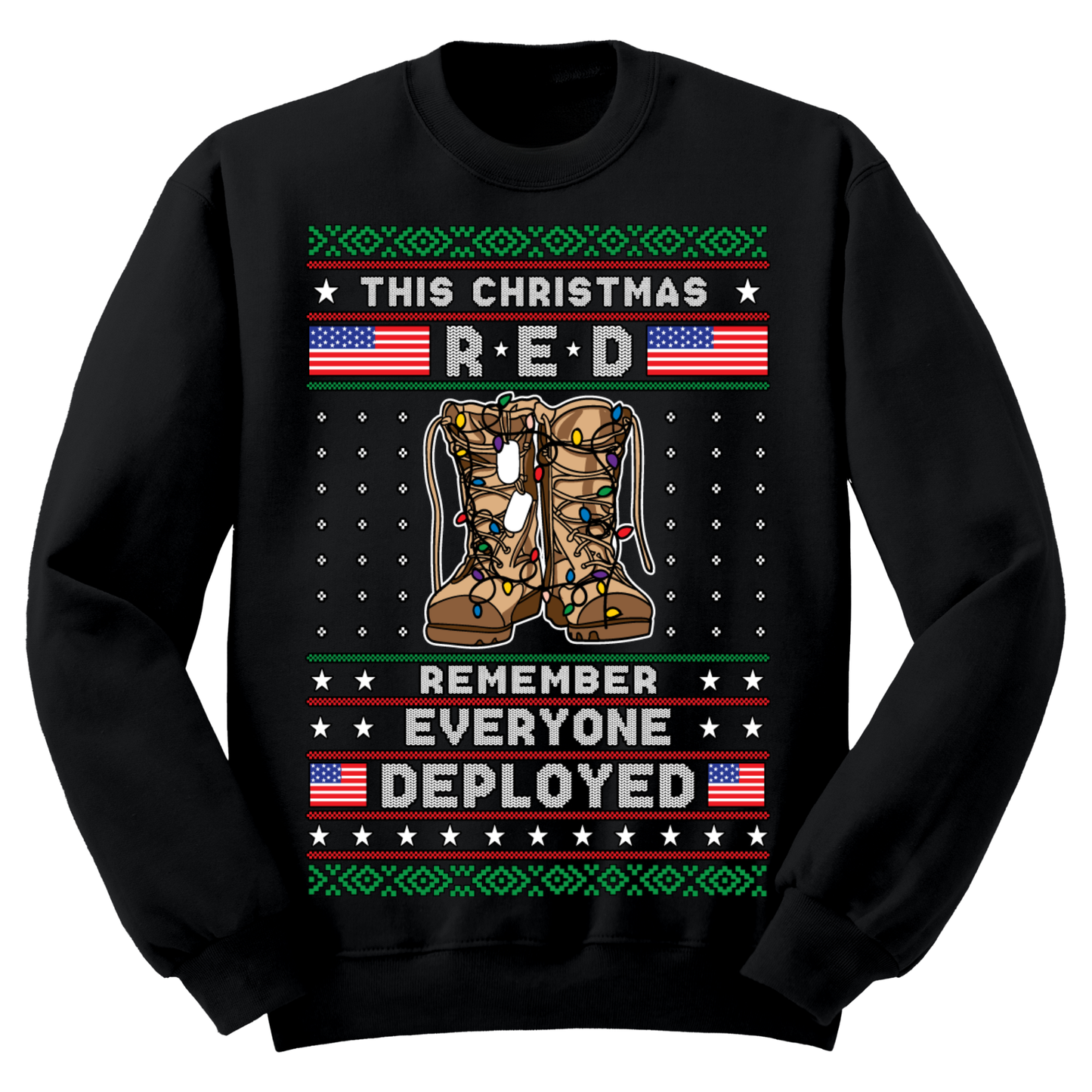 Ugly Christmas Sweater Army Air Force Navy Marine Remember Everyone Deployed