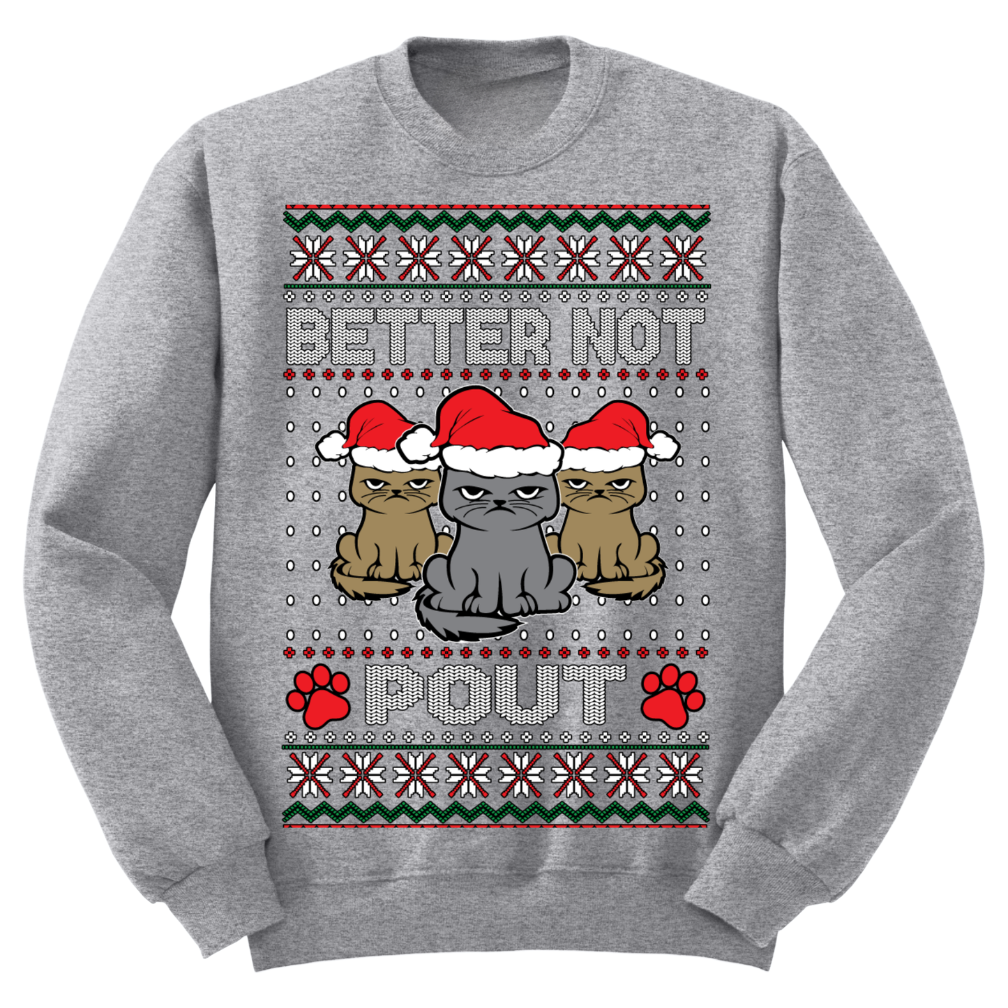 Ugly Christmas Sweater Better Not Pout Cats