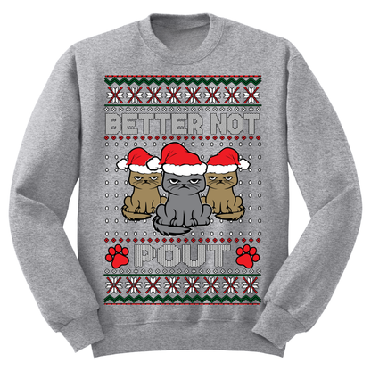 Ugly Christmas Sweater Better Not Pout Cats