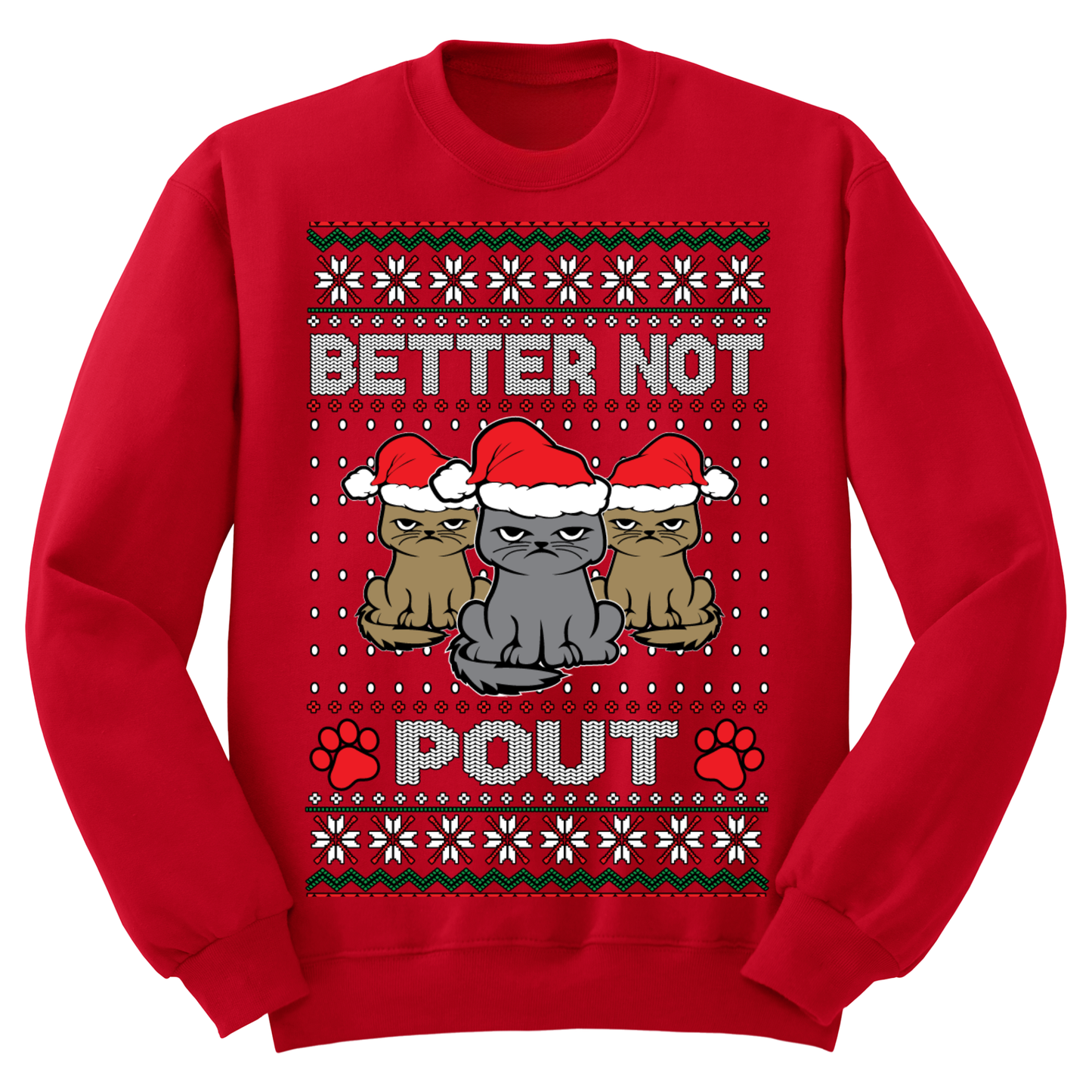 Ugly Christmas Sweater Better Not Pout Cats