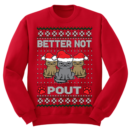 Ugly Christmas Sweater Better Not Pout Cats