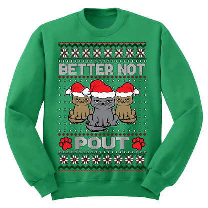 Ugly Christmas Sweater Better Not Pout Cats