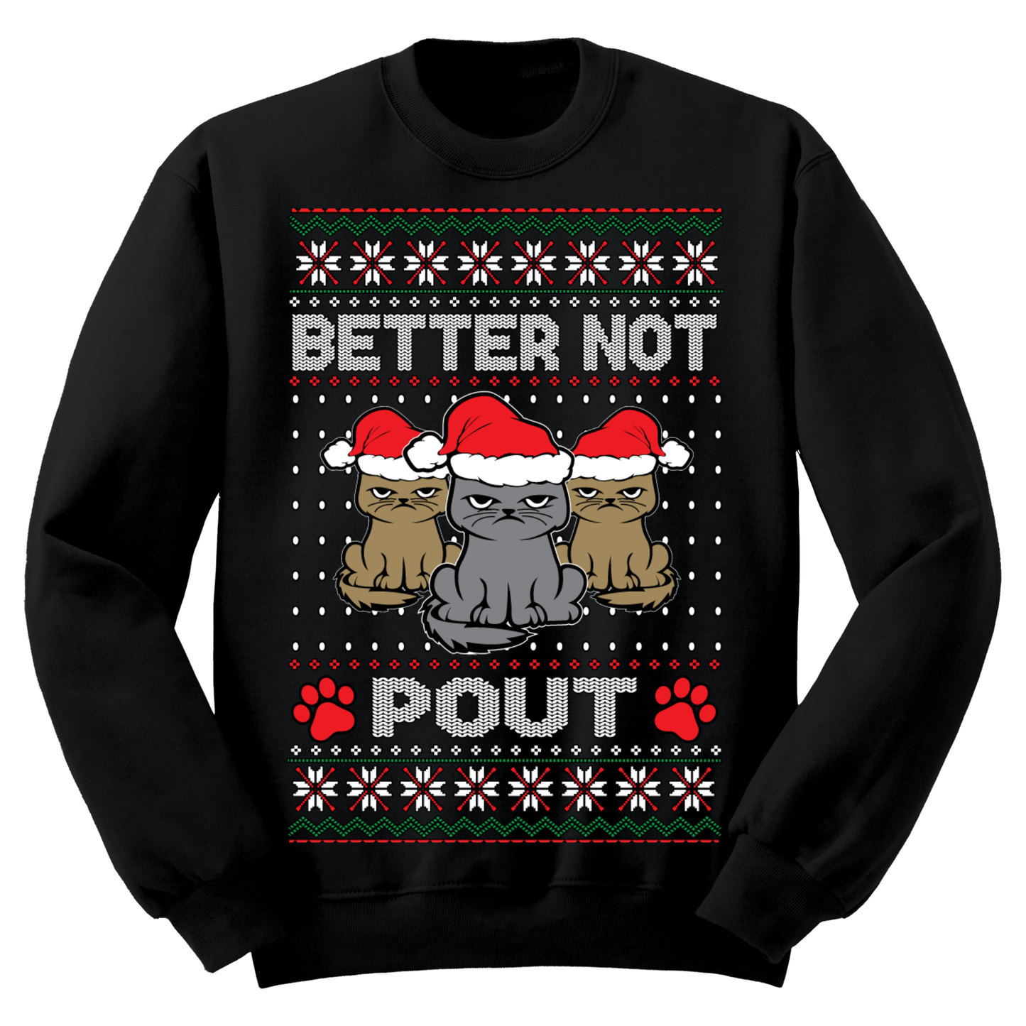 Ugly Christmas Sweater Better Not Pout Cats
