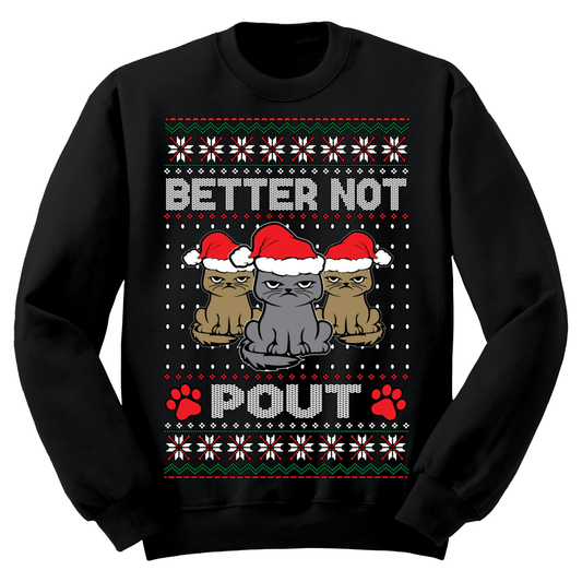 Ugly Christmas Sweater Better Not Pout Cats