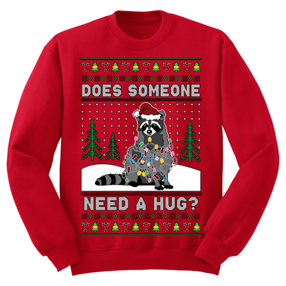 Ugly Christmas Sweater Someone Need A Hug Racoon