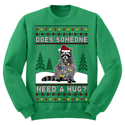 Ugly Christmas Sweater Someone Need A Hug Racoon