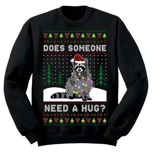 Ugly Christmas Sweater Someone Need A Hug Racoon