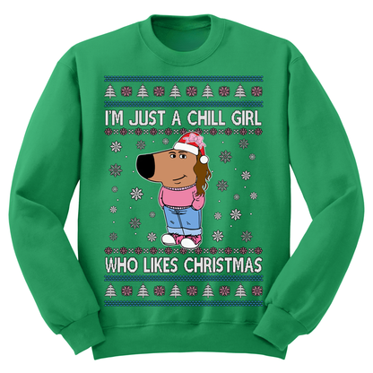 Ugly Christmas Sweater Chill Girl Christmas