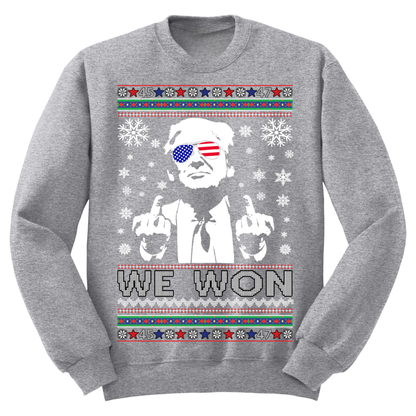 Ugly Christmas Sweater MAGA Christmas Trump Fingers We Won